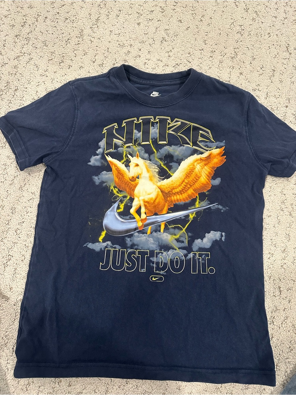 Nike Navy Graphic Loose Fit Tee with White Print